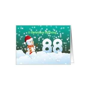  88th Birthday on Christmas   Snowman and Snow Card Health 