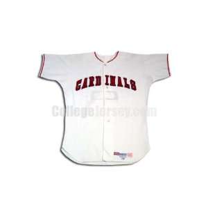 White No. 14 Game Used Ball State McAuliffe Baseball Jersey (SIZE 42)