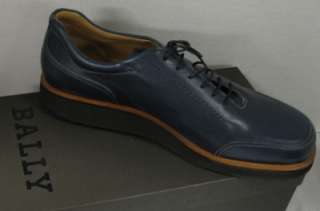 BALLY MENS EULER 06 DEER GRAINED LEATHER SHOES NEW BLUE SIZE 12 D NIB 