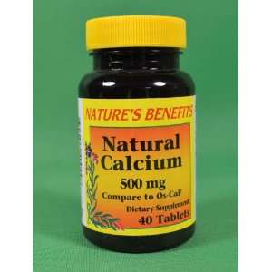  Natural Calcium 500mg Dietary Supplement 40 Tablets