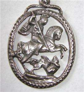 oz 800 Sterling Silver Pendant Figural Necklace St George Slaying 