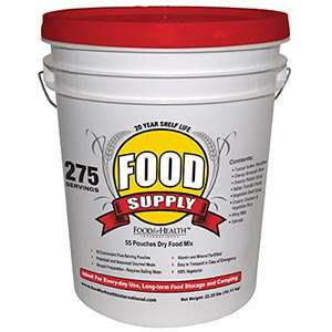   food supply 275 servings waterproof bucket up to a 20 year shelf