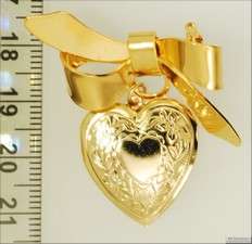 YBM heart shaped locket, engraved, Greek key accent  