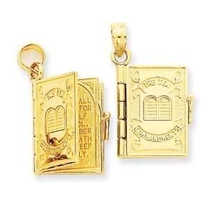  14k Gold Ten Commandments Bible Pendant Jewelry