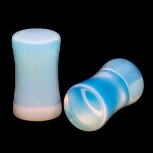   (6mm)   Pair of Natural Organic Double Flared Opalite Stone Plugs