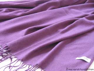Oblong 100% 4 Ply Wool Pashmina Scarf Wrap Purple Solid  