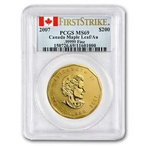 2007 1 oz Gold Canadian Maple Leaf .99999 Variety MS 69 PCGS (FS)