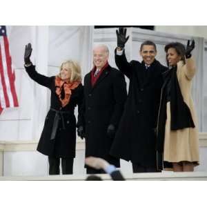  Barack Obama, Joe Biden and Their Wives Wave During the 