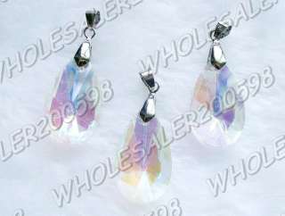 10PCS Drop 15*30MM Charms Crystal Glass Pendants+Clasps  