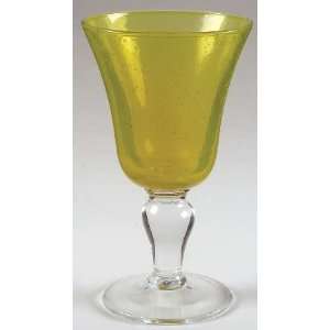  La Verrerie de Biot Duet Yellow Water Goblet, Crystal 