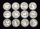 New 12 China Lunar Zodiac Coloured Silver Coins Set