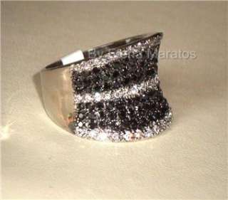 Fancy jet black and clear crystal 17mm high ring 7/O  