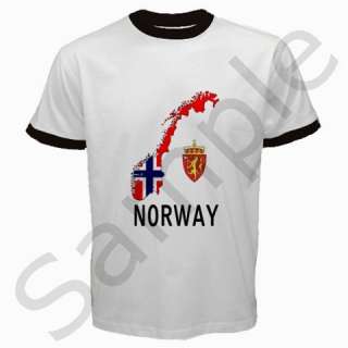 NORWAY NORWEGIAN FLAG MAP RINGER T SHIRT  