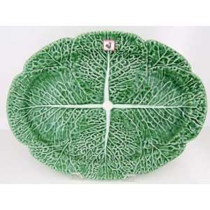  Majolica Bordallo Pinheiro Cabbage Ceramic Oval Platter 