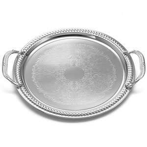 Tablecraft CT13H 13 Chrome Plated Serving Tray with Handles  