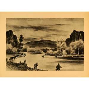  1945 Print Colorado Sport River Fly Fishing Fishermen 
