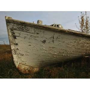  A Wooden Boat Lies Abandoned at the Hay River Shipyard 