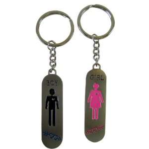   Gender Keychains   Man and Woman Silver Tone Keychains Toys & Games
