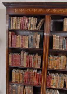 Mahogany Open Front Bookcase Sheraton Inlay Regency  