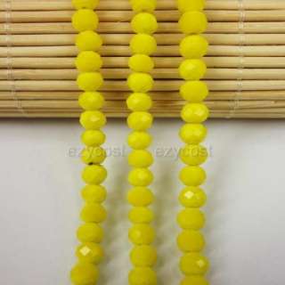 E0711 Yellow Glass Crystal Glass Faceted Rondelle 4x6mm  