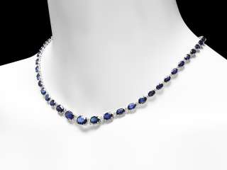 24200 CERTIFIED 14K WHITE GOLD 37CT SAPPHIRE 1.60CT DIAMOND NECKLACE 
