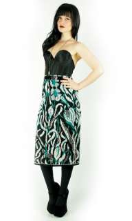 vtg 70s S Hippie Knit Strapless Mini Dress High Waisted Midi Skirt 