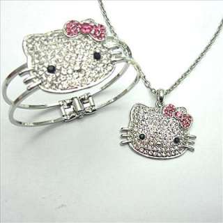 2012 brand new Free P&P crystal hello kitty bracelet bangle necklace 