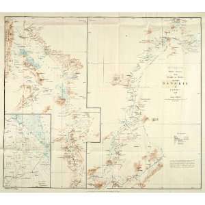  1935 Lithograph Map Ethiopia Africa Danakil Desert Abyssinia 