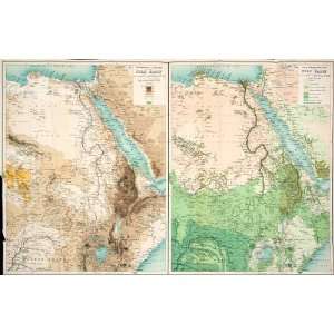  Lithographed Map Egypt Africa Nile Basin Red Sea Kordofan Abyssinia 
