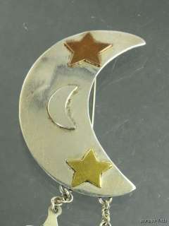 VINTAGE MEXICAN TAXCO 925 STERLING SILVER METALES CRESCENT MOON 