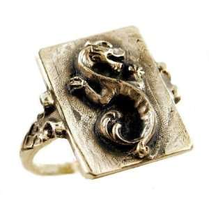   Sterling Silver Large Wingless Dragon Whimsy Ring (sz 6.5) Jewelry