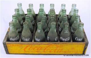 Vintage Wooden Coca Cola Crate w/ 24 6.5 oz Bottles  