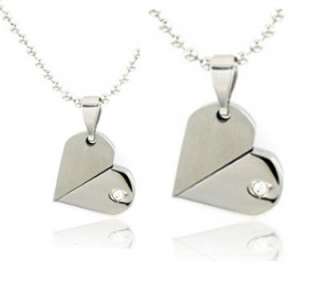 heart couple stainless steel necklace pendant W chain  
