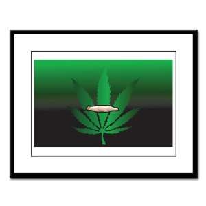    Large Framed Print Marijuana Joint and Leaf 
