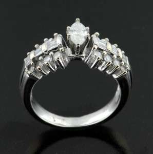 CARAT MARQUISE DIAMOND ENGAGEMENT WEDDING RING 14K WHITE GOLD 