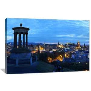 Edinburgh Night Panoramic   Gallery Wrapped Canvas   Museum Quality 
