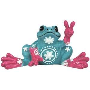 Westland Giftware Peace Frogs Ceramic Purple Flower Frog Mini Figurine 