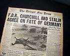 TEHRAN CONFERENCE in Iran World War II FDR Churchill & Stalin 1943 Old 