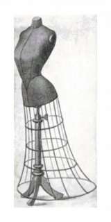 Vintage Black and Grey Dress Form Handmade Cross Stitch Pattern  