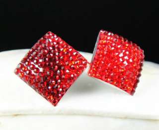 Shiny Red Diamante Fancy Noble Elegant Stud Earring g11  