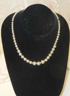 Vintage Sterling Silver Graduated Bead Necklace  