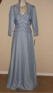 NWT Cachet Beaded Gown & Matching Jacket Light Blue 6 $210 Mother of 