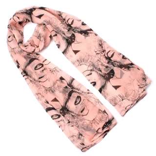 New Women Fashion Pink Marilyn Monroe Long Soft Wrap Shawl Scarf 