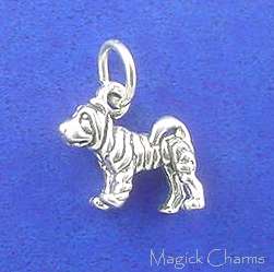 Sterling Silver .925 SHAR PEI DOG Small 3D Charm  