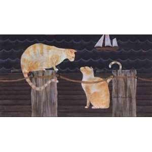  Cats On Dock   Poster by Valorie Wenk (20 x 16)