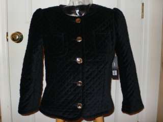 Marc Jacobs Black Velveteen Quilted Jacket $378 NWT 8  