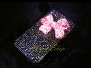 Swarovski Crystal 3D Pink Bow Black iPhone 4 Case  