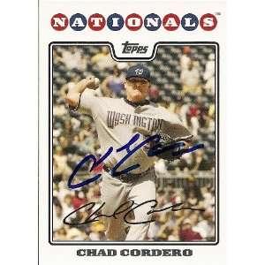  Chad Cordero Signed Washington Nationals 08 Topps Card 