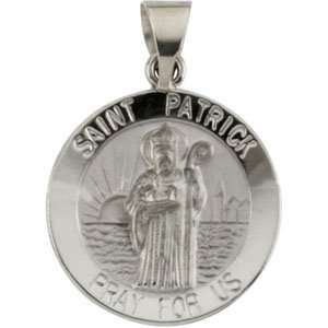  14K Gold Hollow Round St. Patrick Medal Jewelry