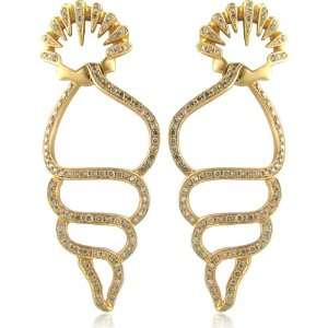   Yellow gold New Paul Fancy Brown Diamond Seashell Earrings Jewelry
